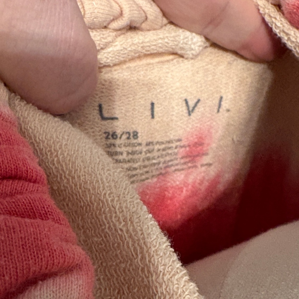 Livi Active size 26/28 Pink and Cream Tie-Dye Short Sleeve Hoodie Top - Picture 2 of 4